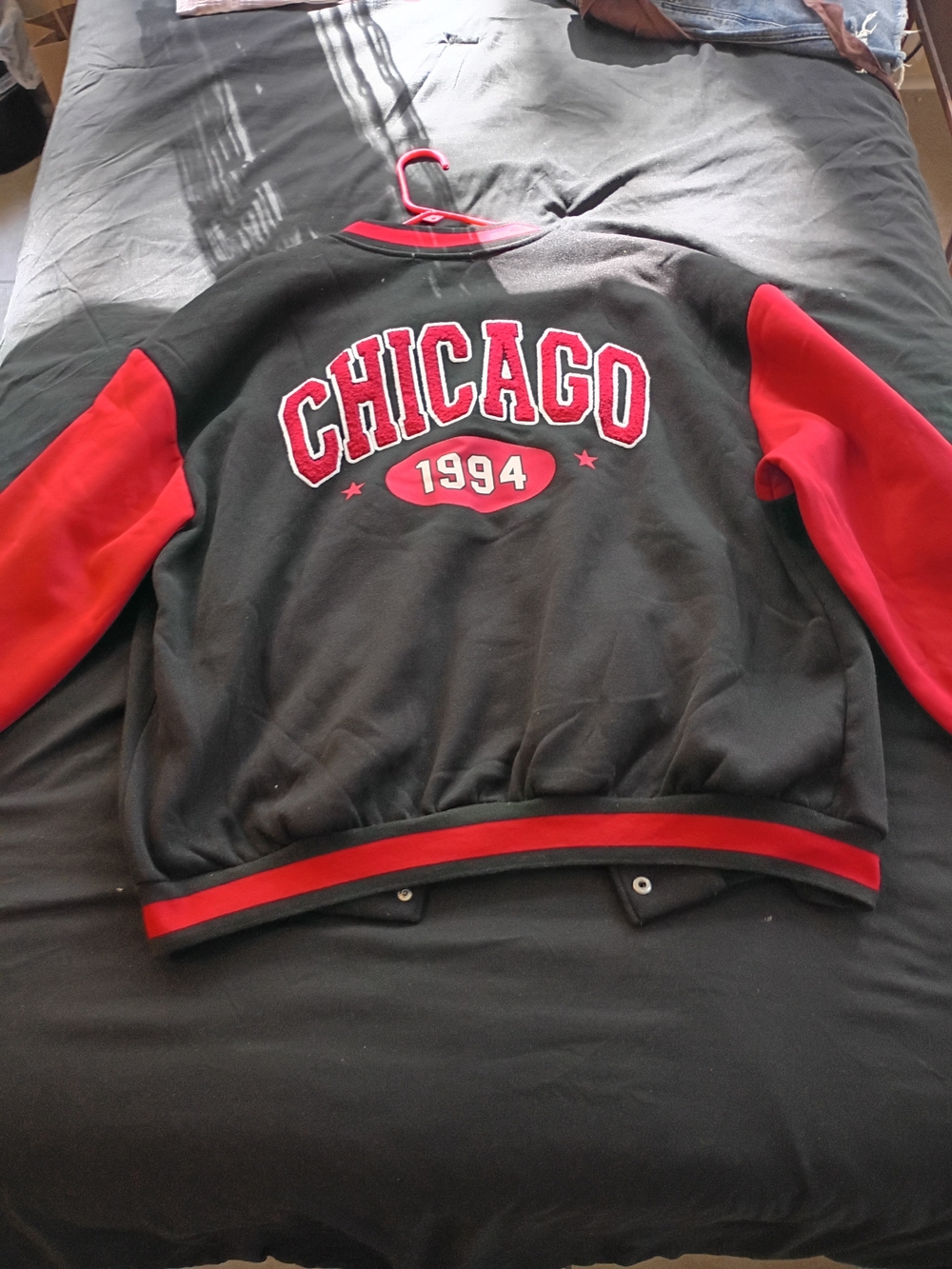 Chicago 1994 Black & Red Varsity Bomber Jacket